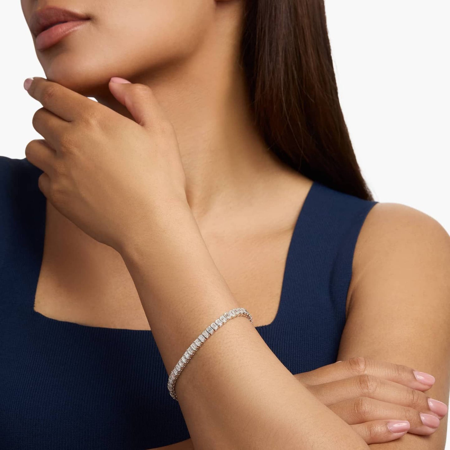 Emerald Diamond Tennis Bracelet in 14k White Gold (12 ct. tw.)