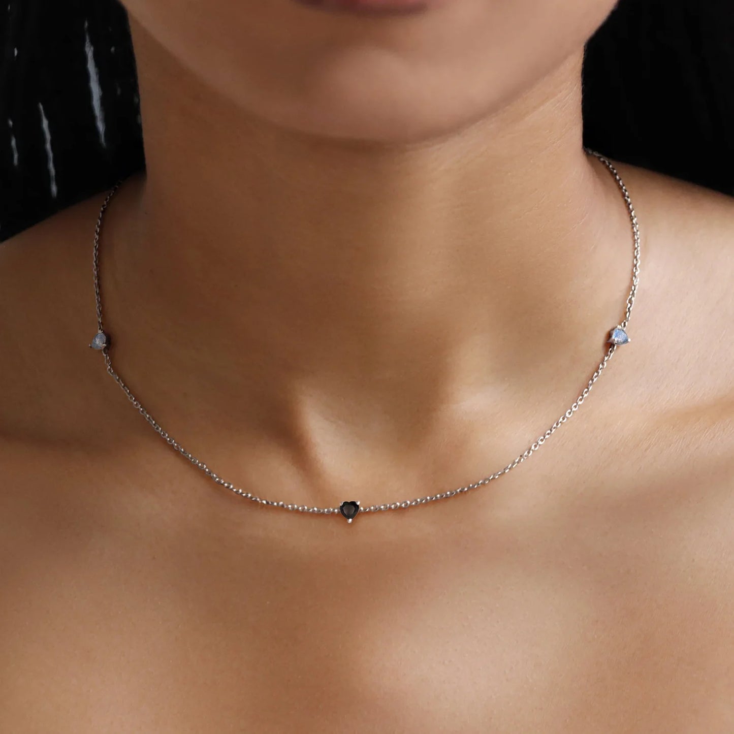 Black Obsidian Labradorite Necklace A