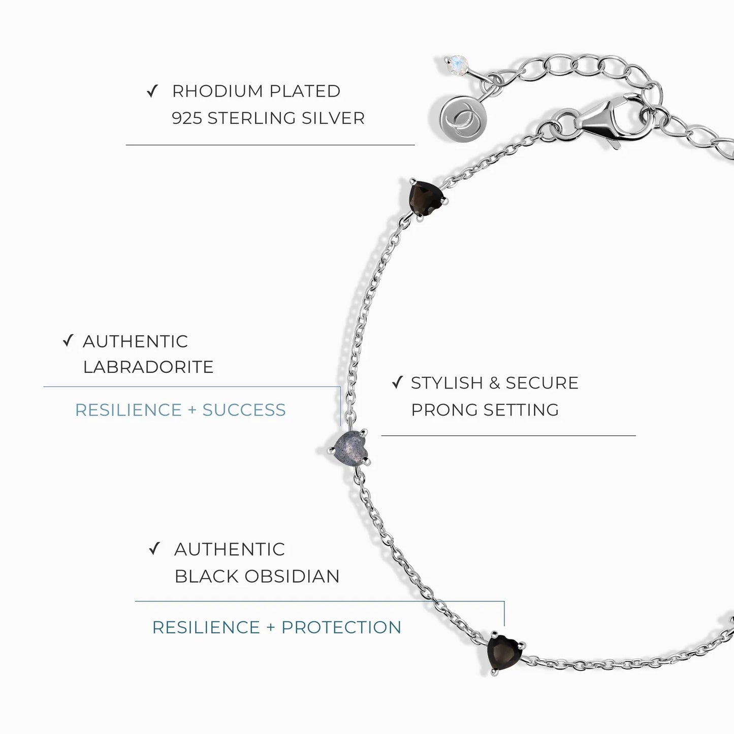 Black Obsidian Labradorite Bracelet B