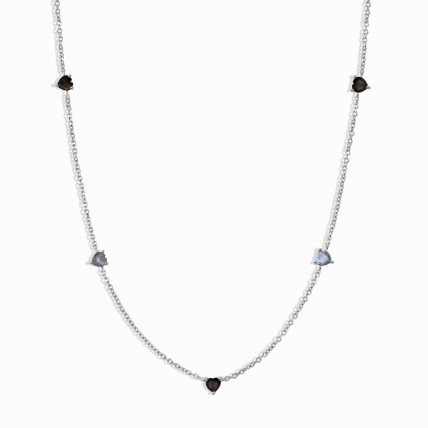 Black Obsidian Labradorite Necklace A