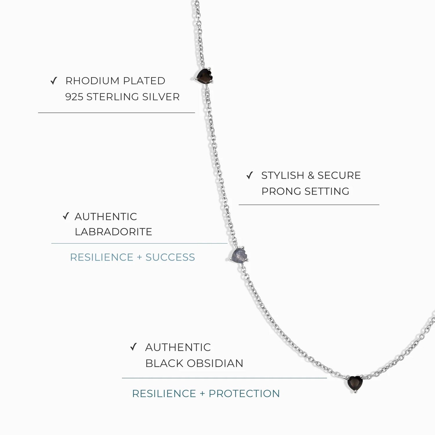 Black Obsidian Labradorite Necklace A