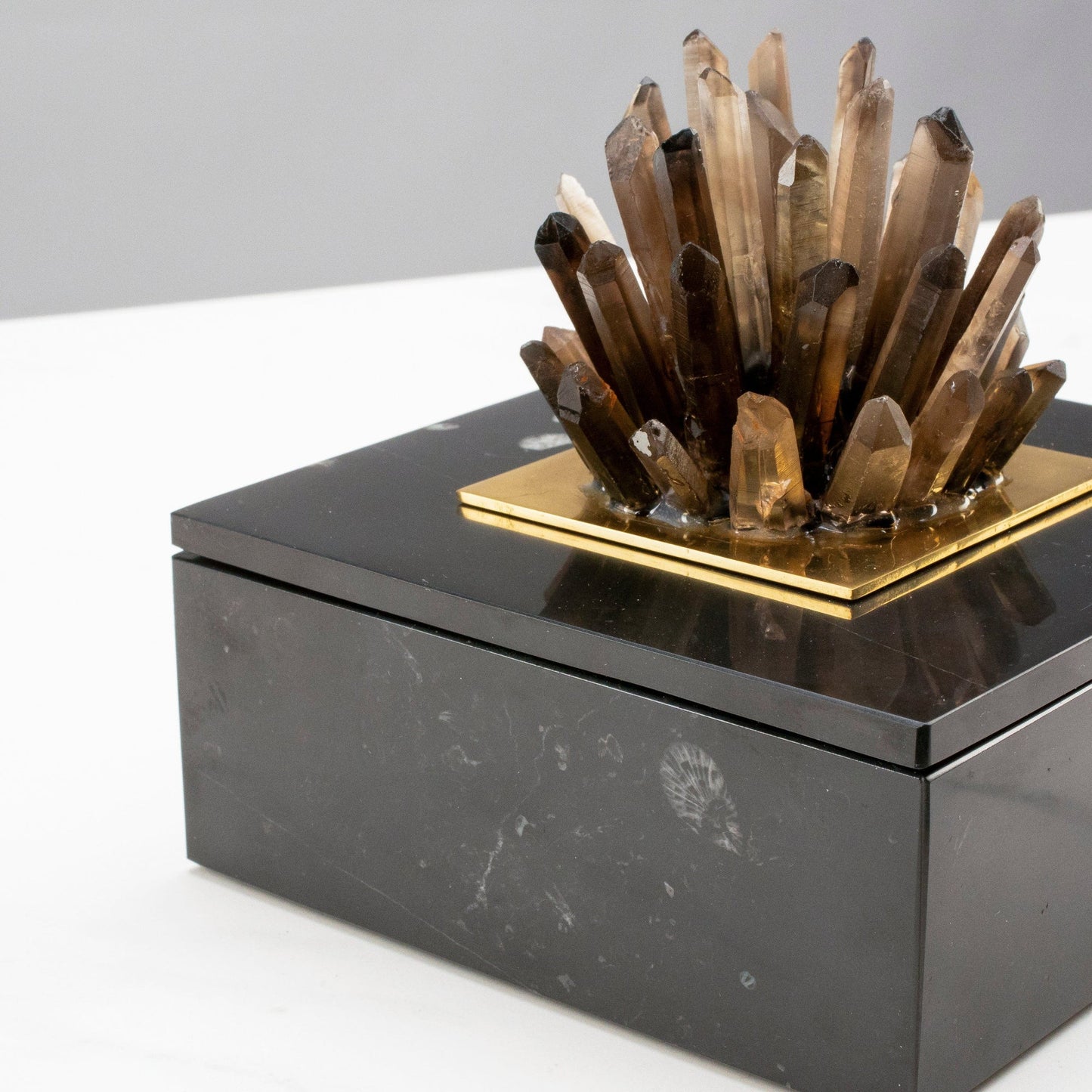 Marble Jewelry Box with Quartz Cluster