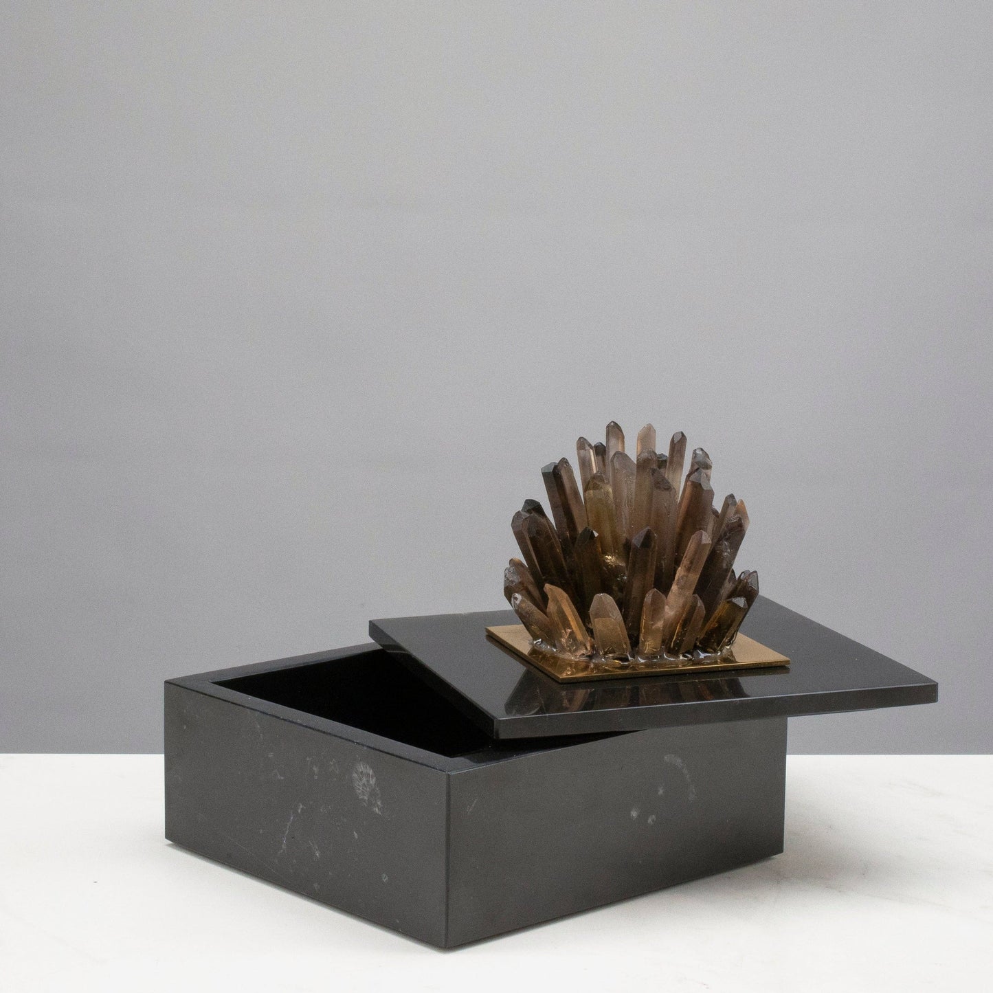 Marble Jewelry Box with Quartz Cluster