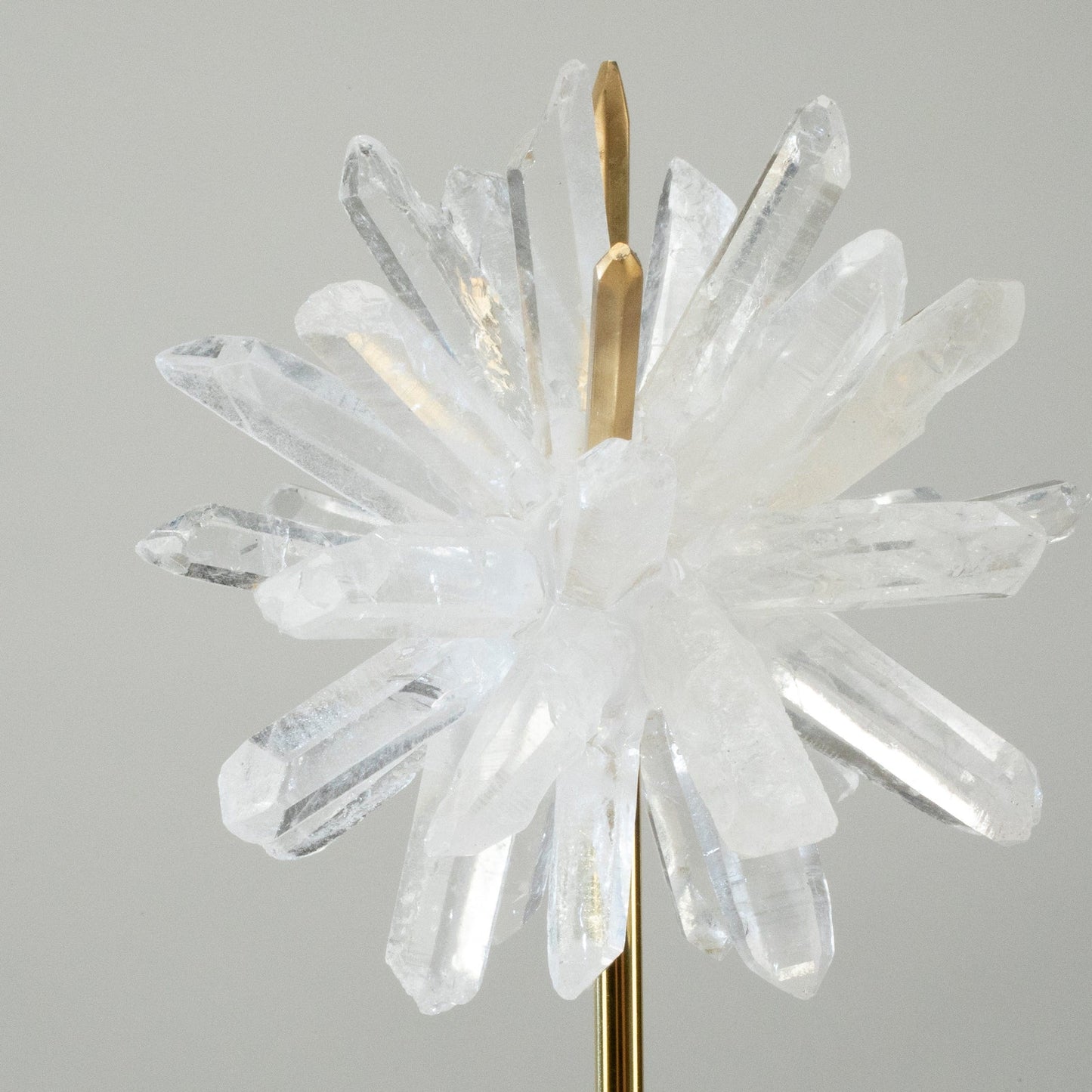 Quartz Cluster Star on Brass and Acrylic Base - 15"