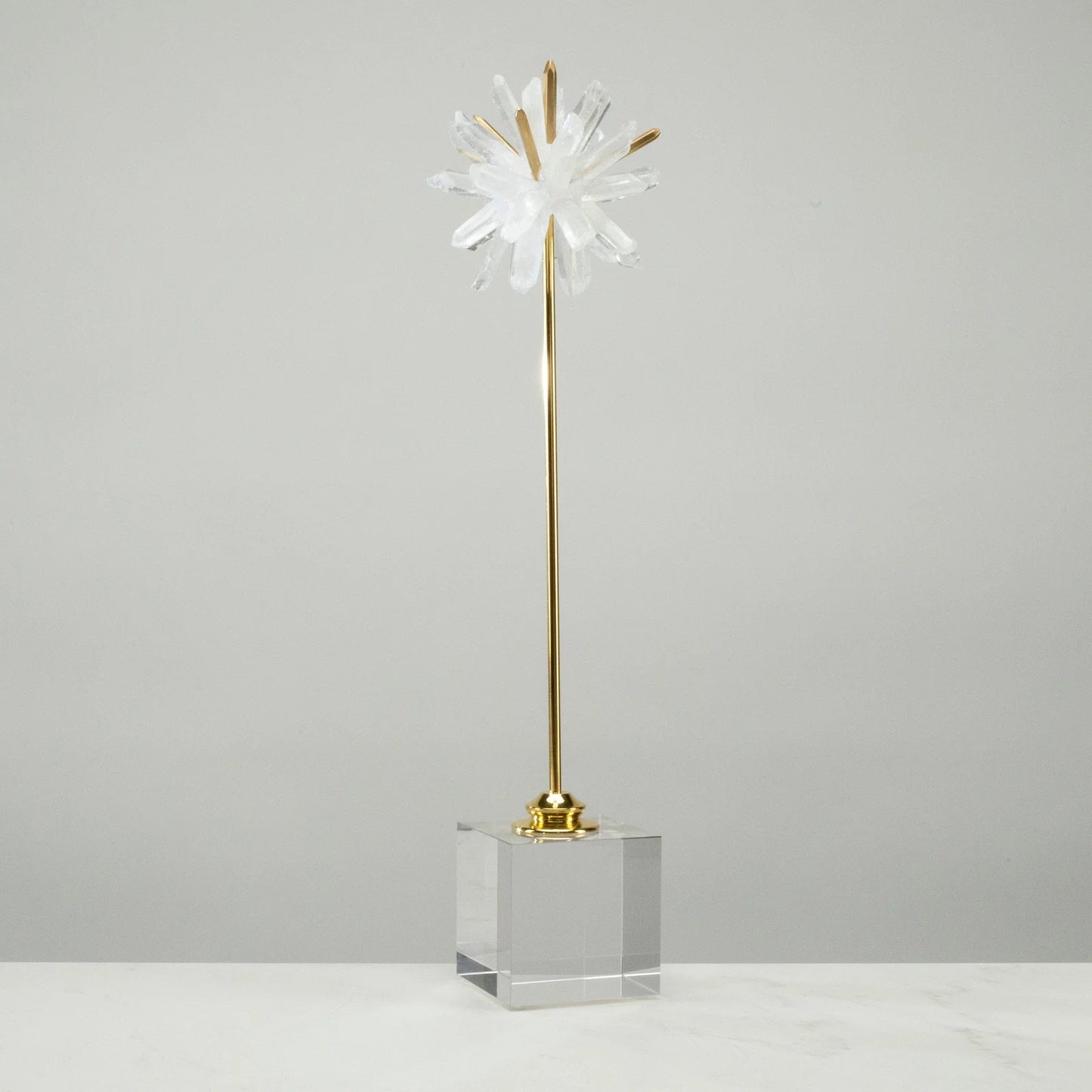 Quartz Cluster Star on Brass and Acrylic Base - 18"