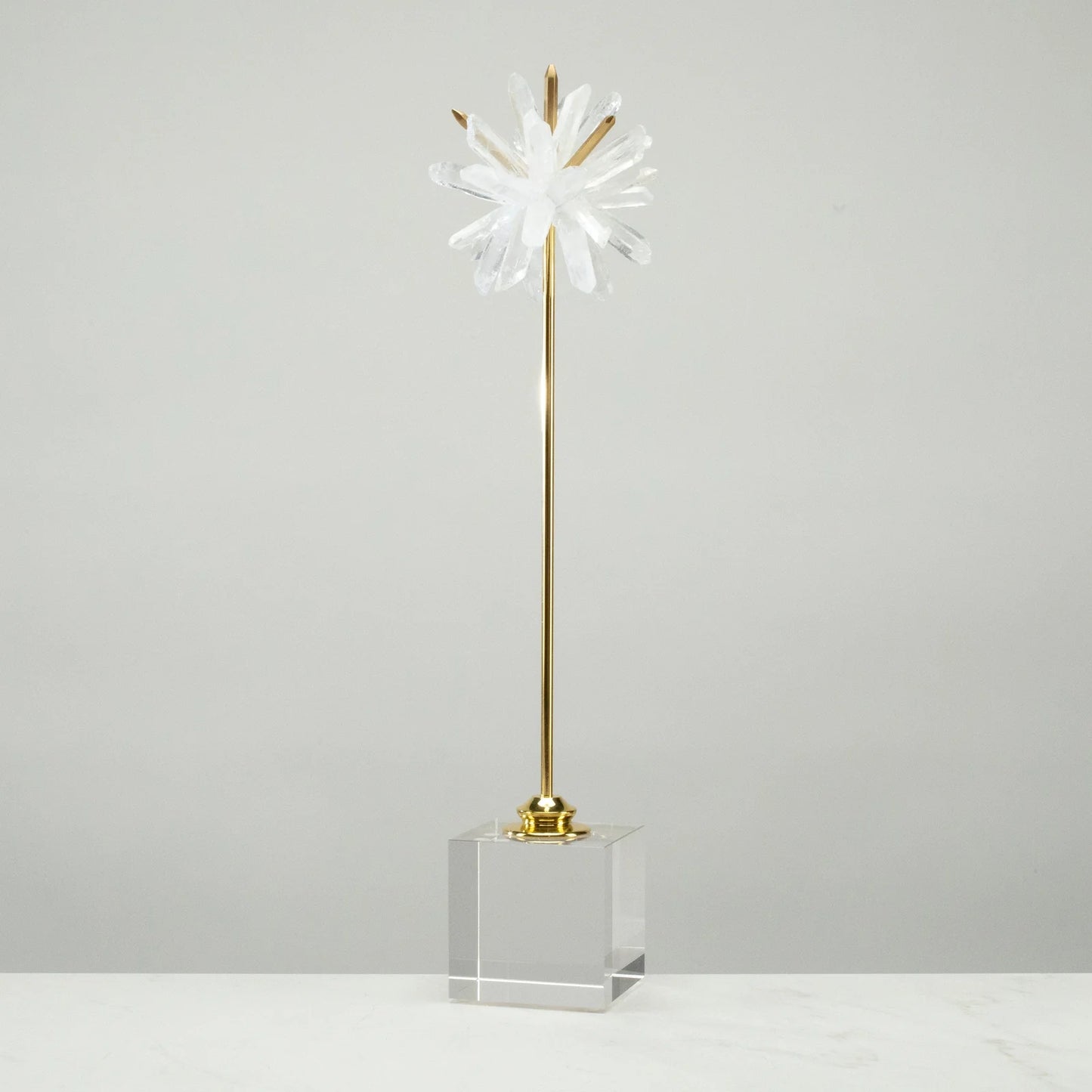 Quartz Cluster Star on Brass and Acrylic Base - 18"