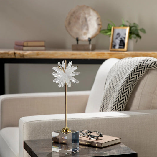Quartz Cluster Star on Brass and Acrylic Base - 15"