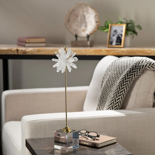 Quartz Cluster Star on Brass and Acrylic Base - 18"